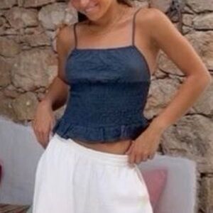 Zara Grey Smocked Cami Top